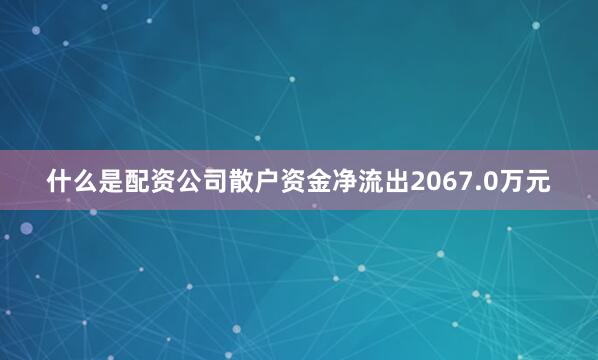 什么是配资公司散户资金净流出2067.0万元